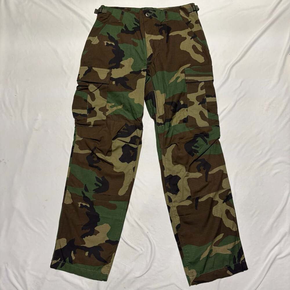Vtg 1991 US Military Woodland Camo BDU Cargo Pants Small Short Cotton Ripstop